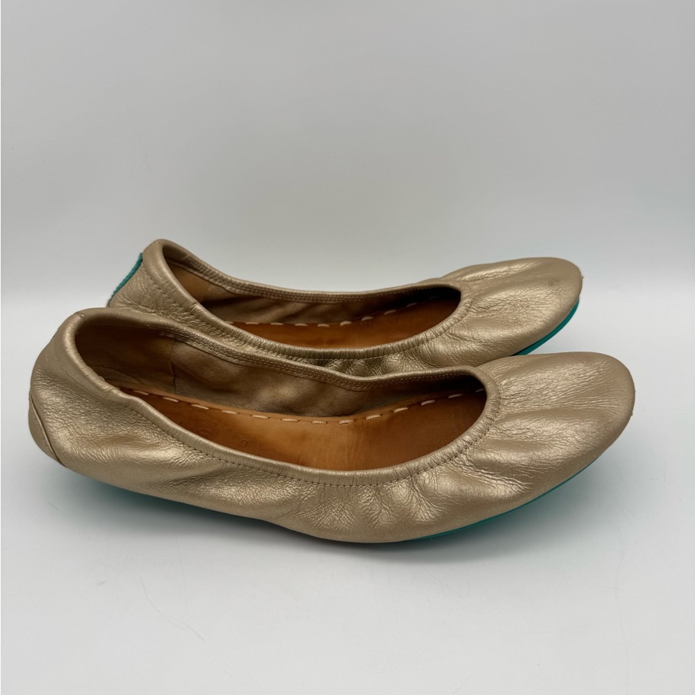 TIEKS by Gavrieli Metallic Gold Ballet Leather Foldable Flats Slip-on Size 9 US